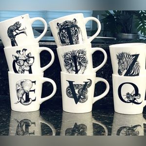 William Sonoma alphabet animal coffee mugs,